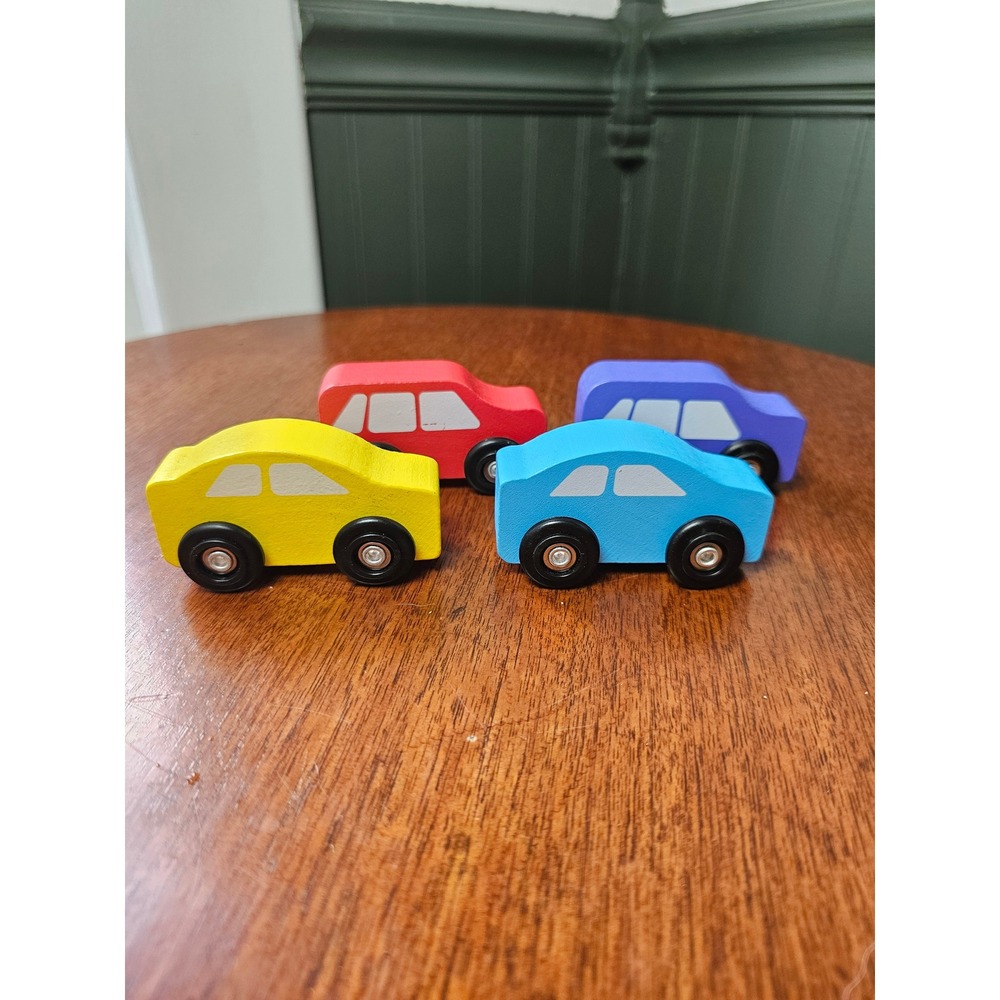 Melissa & Doug Wooden Toy Cars Set of 4 GH22070 Primary Colors